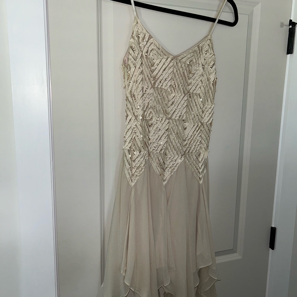 Vintage Hong Ni Collection Cream Embellished Midi Dress